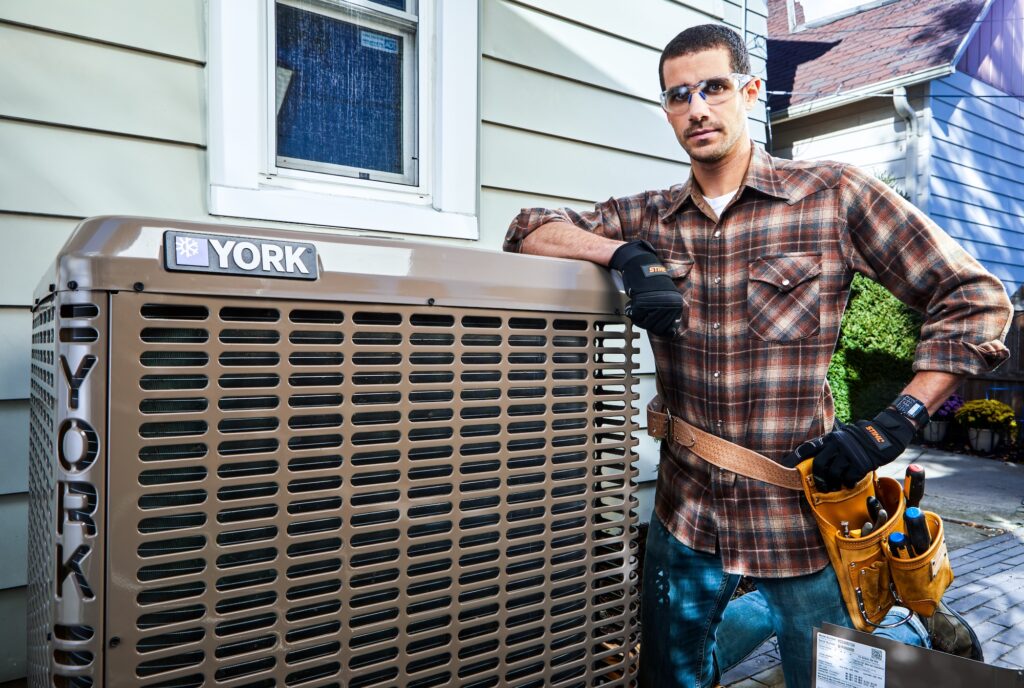 HVAC technician with York unit